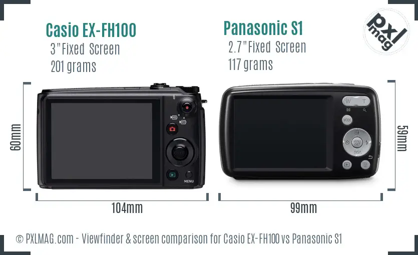 Casio EX-FH100 vs Panasonic S1 Screen and Viewfinder comparison