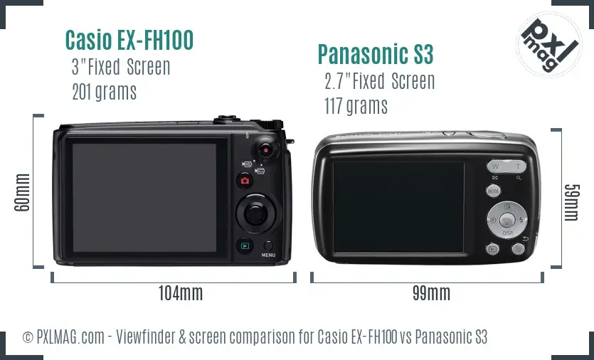 Casio EX-FH100 vs Panasonic S3 Screen and Viewfinder comparison Casio EX-FH100 vs Panasonic S3 Screen and Viewfinder comparison
