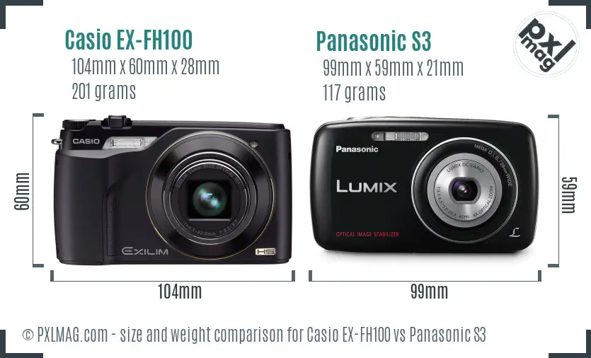 Casio EX-FH100 vs Panasonic S3 size comparison Casio EX-FH100 vs Panasonic S3 size comparison