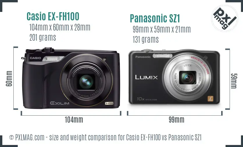 Casio EX-FH100 vs Panasonic SZ1 size comparison Casio EX-FH100 vs Panasonic SZ1 size comparison