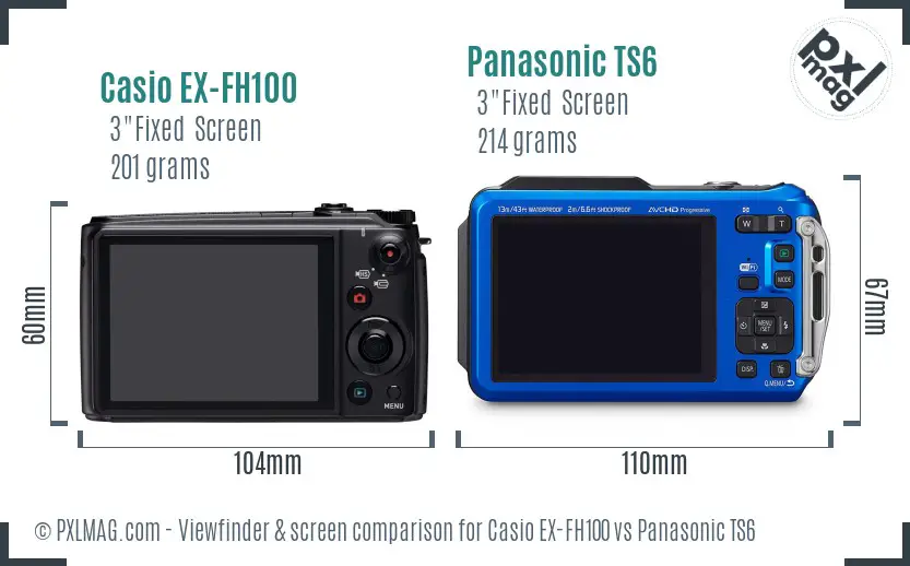Casio EX-FH100 vs Panasonic TS6 Screen and Viewfinder comparison Casio EX-FH100 vs Panasonic TS6 Screen and Viewfinder comparison