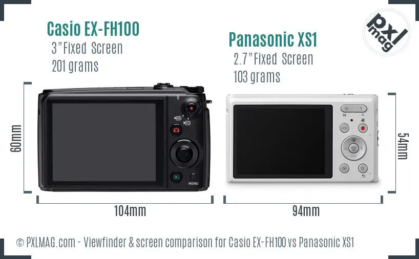 Casio EX-FH100 vs Panasonic XS1 Screen and Viewfinder comparison