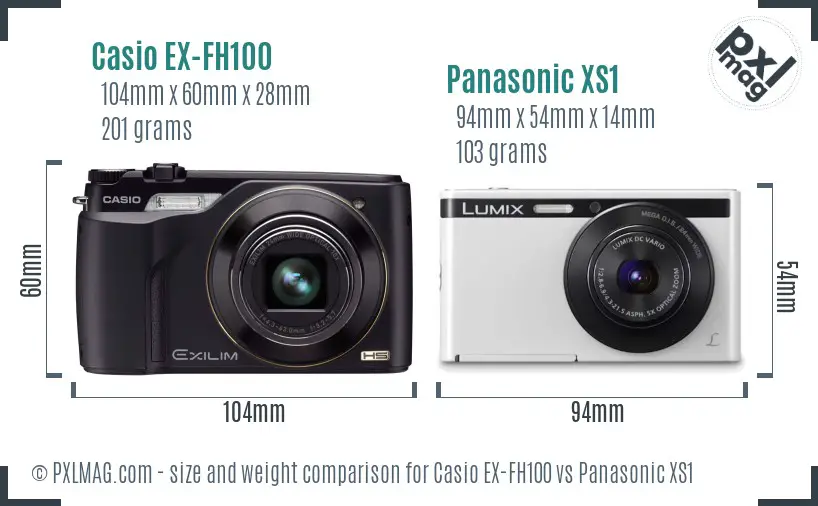 Casio EX-FH100 vs Panasonic XS1 size comparison