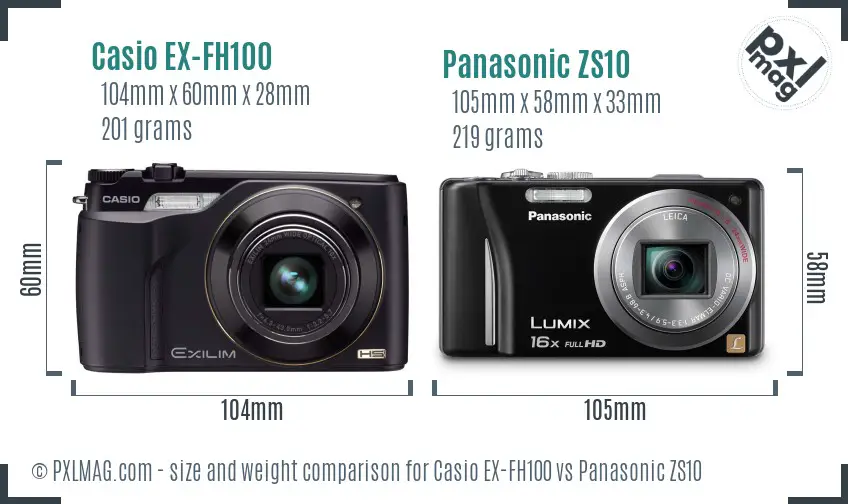Casio EX-FH100 vs Panasonic ZS10 size comparison Casio EX-FH100 vs Panasonic ZS10 size comparison