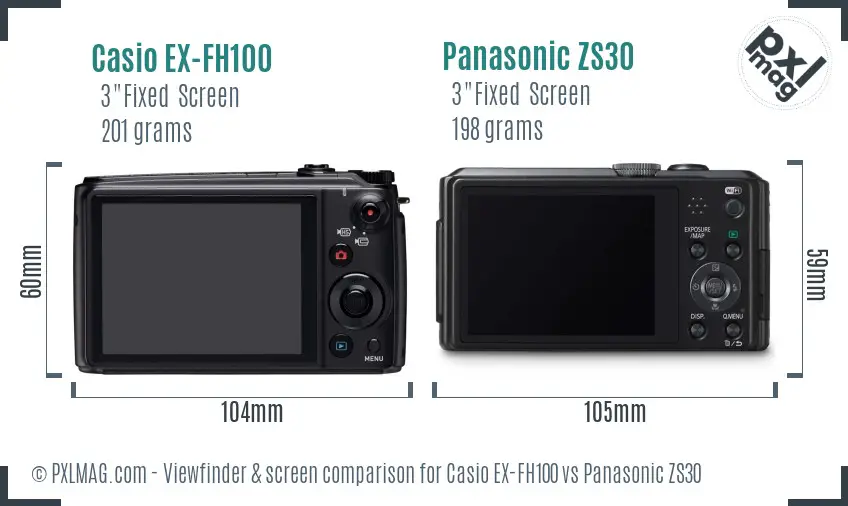 Casio EX-FH100 vs Panasonic ZS30 Screen and Viewfinder comparison Casio EX-FH100 vs Panasonic ZS30 Screen and Viewfinder comparison