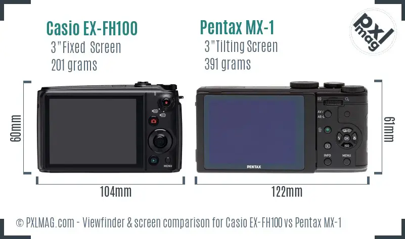 Casio EX-FH100 vs Pentax MX-1 Screen and Viewfinder comparison
