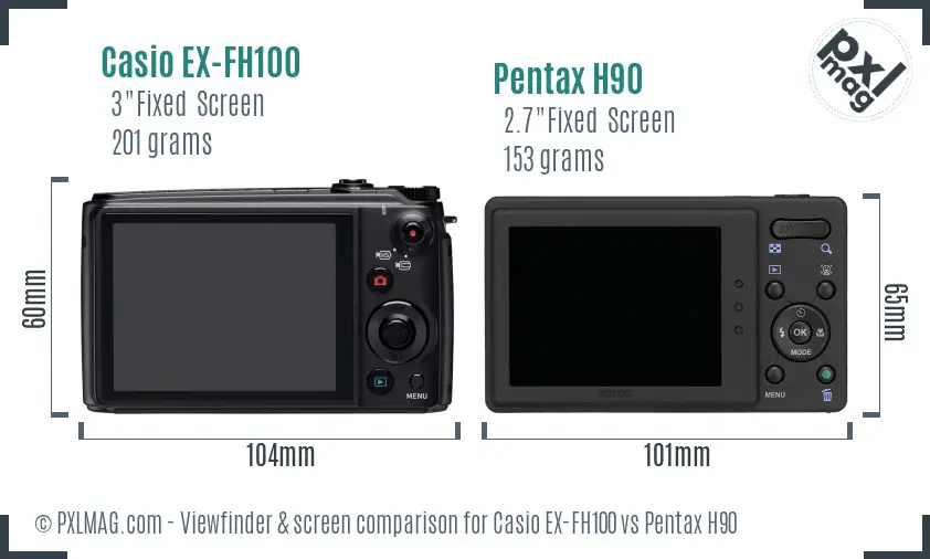 Casio EX-FH100 vs Pentax H90 Screen and Viewfinder comparison Casio EX-FH100 vs Pentax H90 Screen and Viewfinder comparison