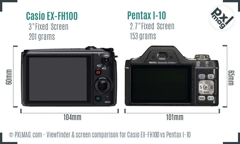 Casio EX-FH100 vs Pentax I-10 Screen and Viewfinder comparison