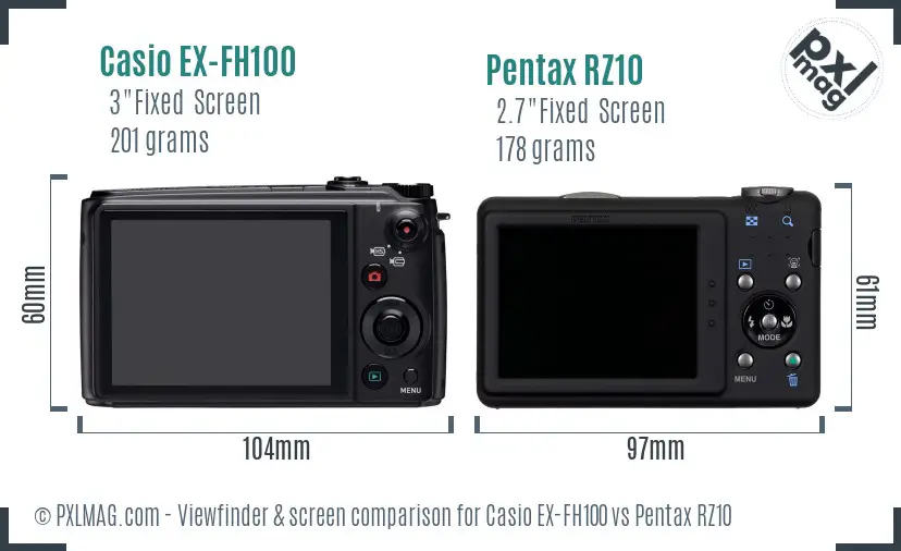Casio EX-FH100 vs Pentax RZ10 Screen and Viewfinder comparison Casio EX-FH100 vs Pentax RZ10 Screen and Viewfinder comparison