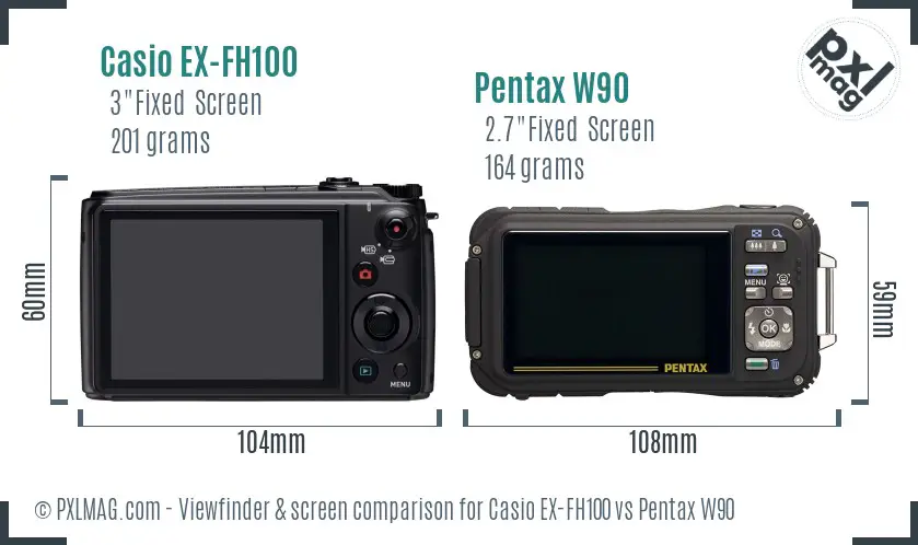 Casio EX-FH100 vs Pentax W90 Screen and Viewfinder comparison Casio EX-FH100 vs Pentax W90 Screen and Viewfinder comparison