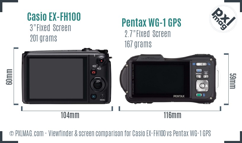 Casio EX-FH100 vs Pentax WG-1 GPS Screen and Viewfinder comparison