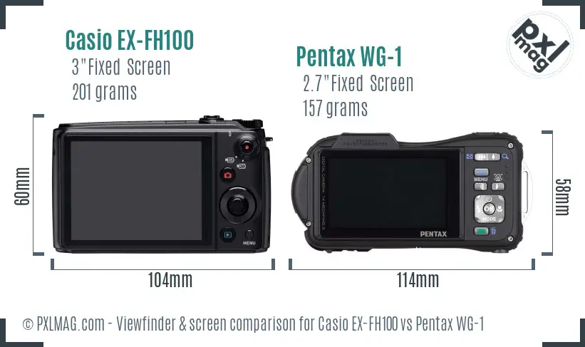 Casio EX-FH100 vs Pentax WG-1 Screen and Viewfinder comparison