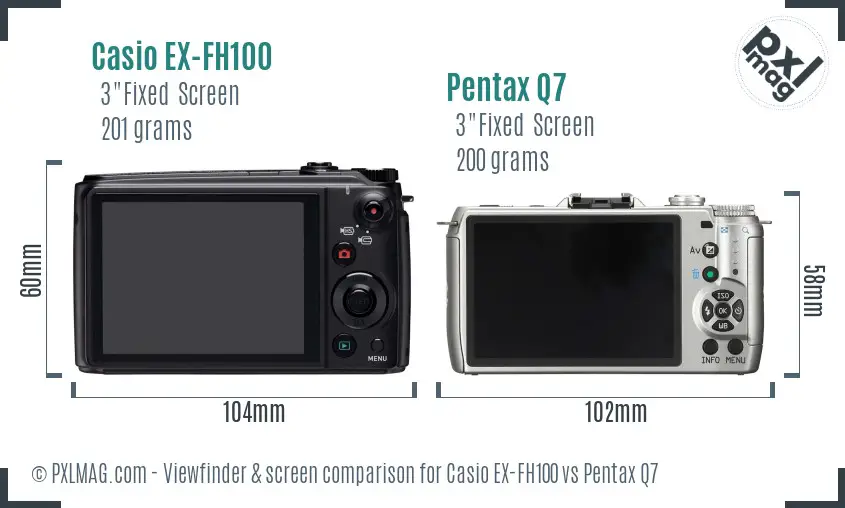 Casio EX-FH100 vs Pentax Q7 Screen and Viewfinder comparison