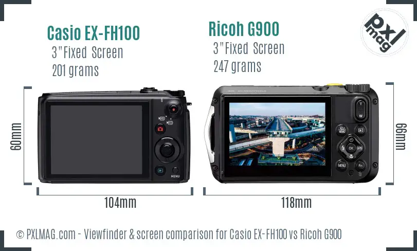 Casio EX-FH100 vs Ricoh G900 Screen and Viewfinder comparison Casio EX-FH100 vs Ricoh G900 Screen and Viewfinder comparison