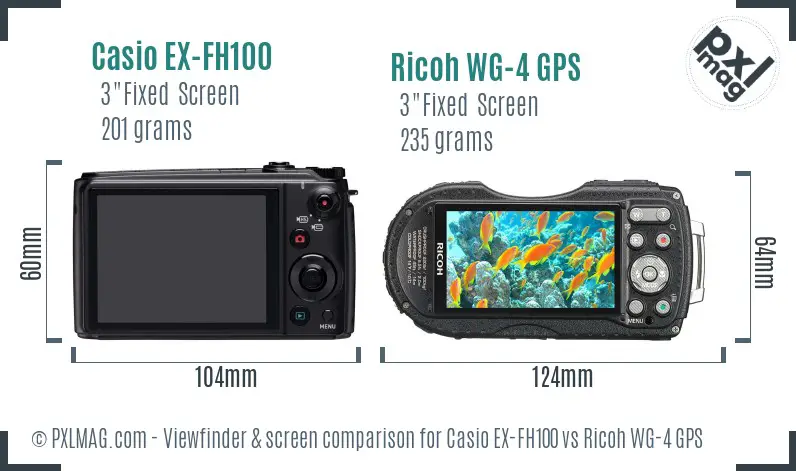 Casio EX-FH100 vs Ricoh WG-4 GPS Screen and Viewfinder comparison
