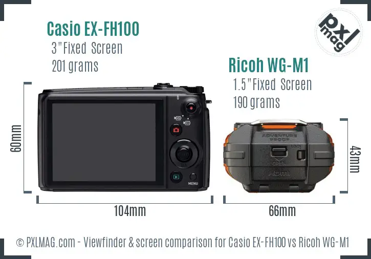 Casio EX-FH100 vs Ricoh WG-M1 Screen and Viewfinder comparison