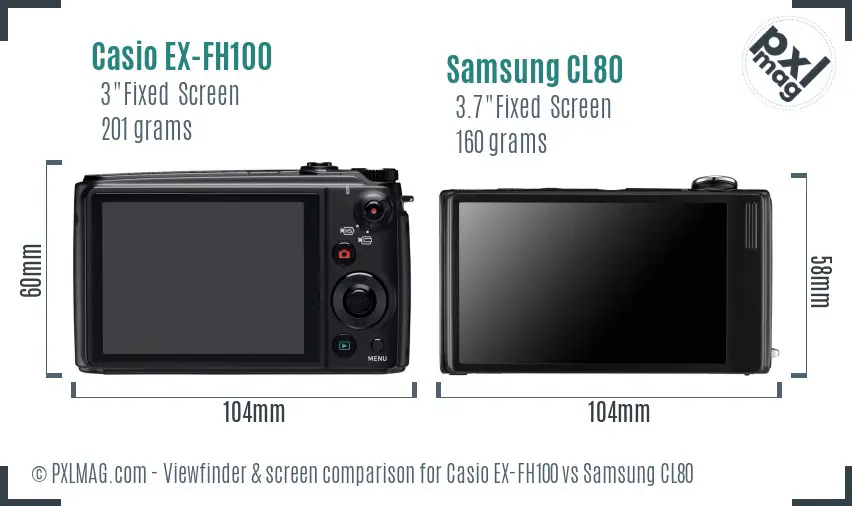 Casio EX-FH100 vs Samsung CL80 Screen and Viewfinder comparison Casio EX-FH100 vs Samsung CL80 Screen and Viewfinder comparison
