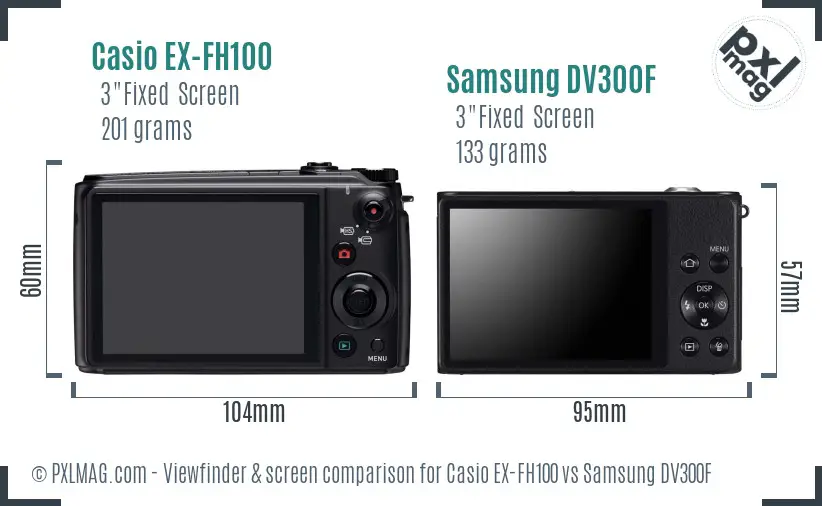 Casio EX-FH100 vs Samsung DV300F Screen and Viewfinder comparison