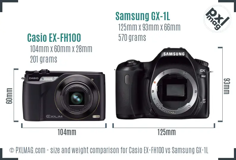 Casio EX-FH100 vs Samsung GX-1L size comparison