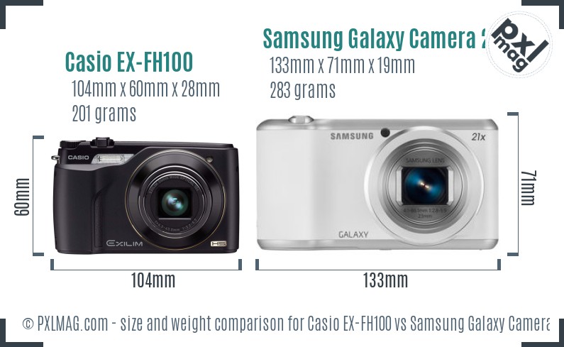 Casio EX-FH100 vs Samsung Galaxy Camera 2 size comparison
