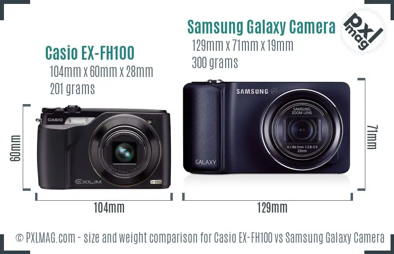 Casio EX-FH100 vs Samsung Galaxy Camera size comparison