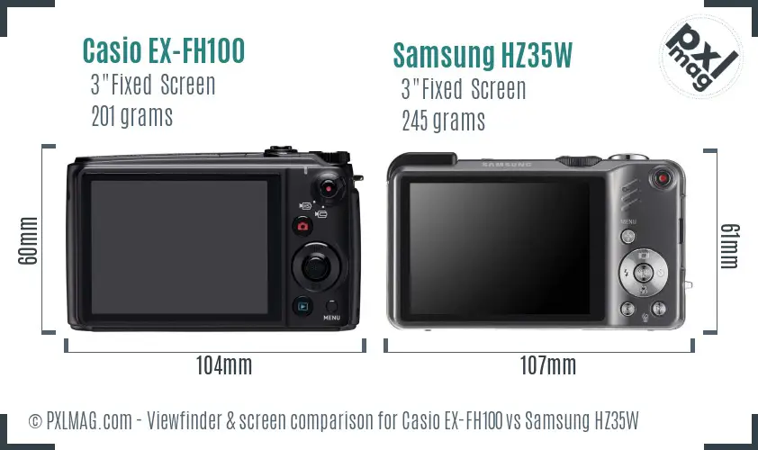 Casio EX-FH100 vs Samsung HZ35W Screen and Viewfinder comparison