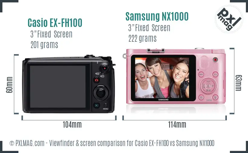 Casio EX-FH100 vs Samsung NX1000 Screen and Viewfinder comparison