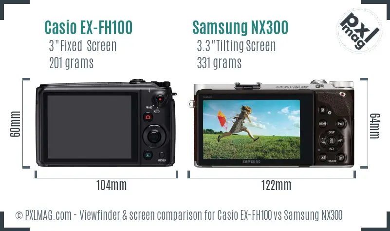 Casio EX-FH100 vs Samsung NX300 Screen and Viewfinder comparison