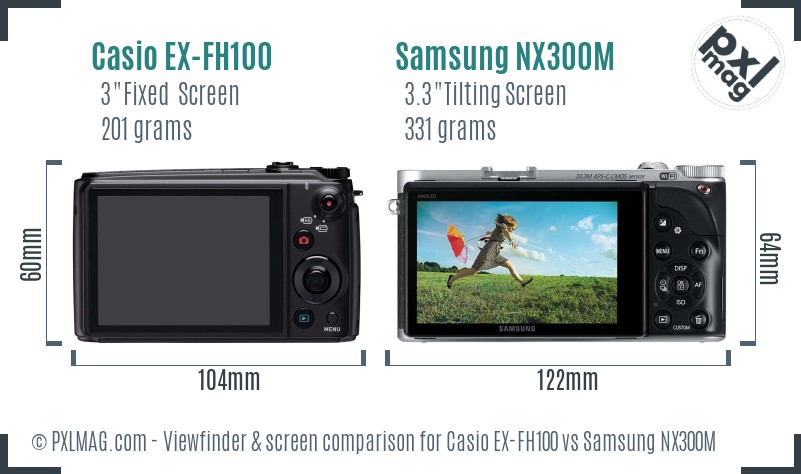 Casio EX-FH100 vs Samsung NX300M Screen and Viewfinder comparison