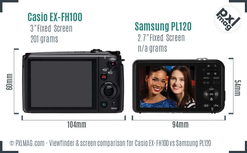 Casio EX-FH100 vs Samsung PL120 Screen and Viewfinder comparison Casio EX-FH100 vs Samsung PL120 Screen and Viewfinder comparison
