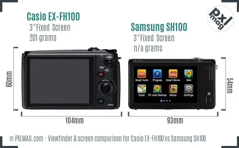 Casio EX-FH100 vs Samsung SH100 Screen and Viewfinder comparison Casio EX-FH100 vs Samsung SH100 Screen and Viewfinder comparison