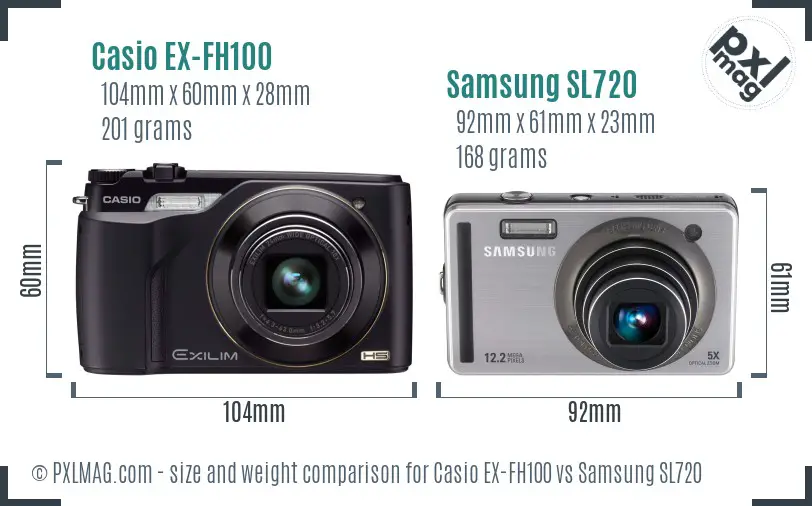 Casio EX-FH100 vs Samsung SL720 size comparison Casio EX-FH100 vs Samsung SL720 size comparison