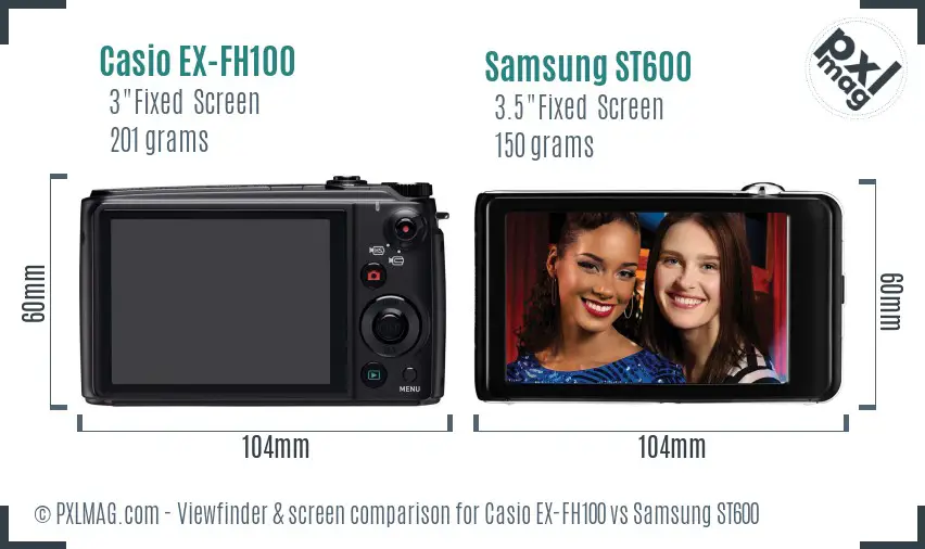 Casio EX-FH100 vs Samsung ST600 Screen and Viewfinder comparison Casio EX-FH100 vs Samsung ST600 Screen and Viewfinder comparison