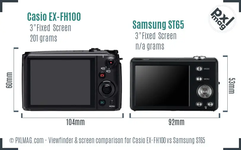 Casio EX-FH100 vs Samsung ST65 Screen and Viewfinder comparison