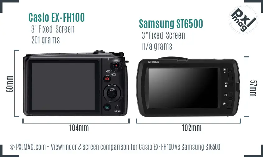 Casio EX-FH100 vs Samsung ST6500 Screen and Viewfinder comparison Casio EX-FH100 vs Samsung ST6500 Screen and Viewfinder comparison