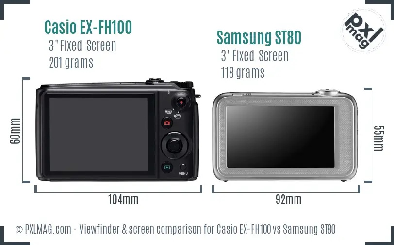 Casio EX-FH100 vs Samsung ST80 Screen and Viewfinder comparison