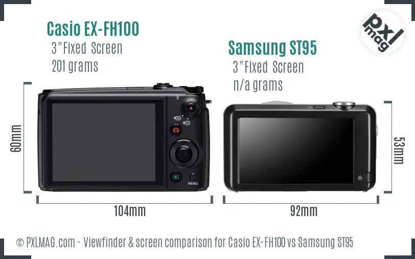 Casio EX-FH100 vs Samsung ST95 Screen and Viewfinder comparison