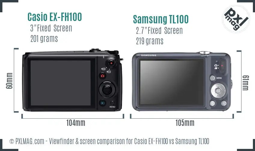 Casio EX-FH100 vs Samsung TL100 Screen and Viewfinder comparison