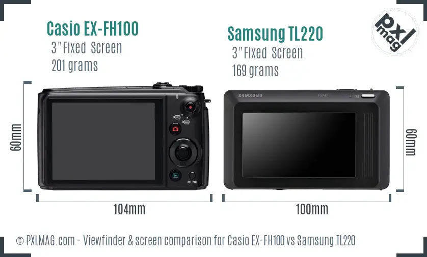 Casio EX-FH100 vs Samsung TL220 Screen and Viewfinder comparison