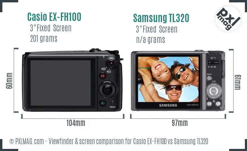 Casio EX-FH100 vs Samsung TL320 Screen and Viewfinder comparison