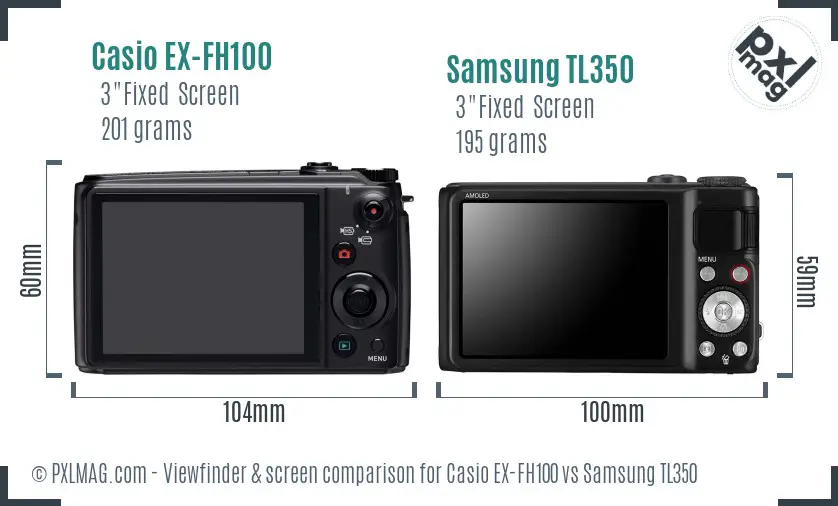 Casio EX-FH100 vs Samsung TL350 Screen and Viewfinder comparison