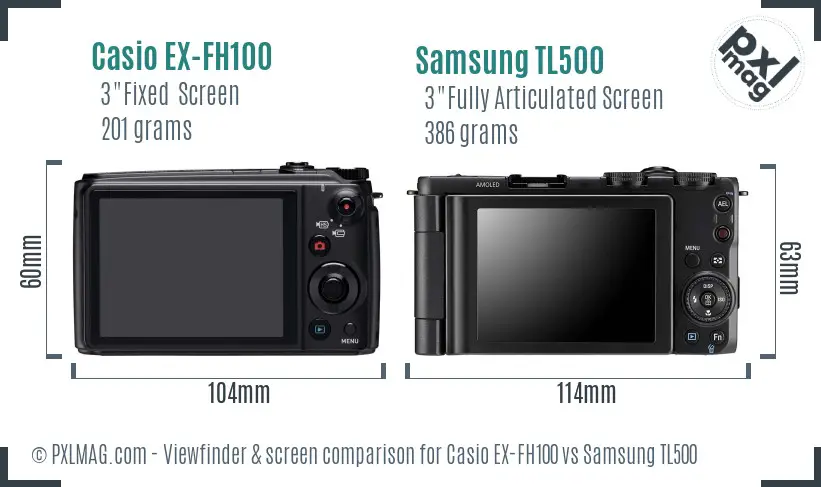 Casio EX-FH100 vs Samsung TL500 Screen and Viewfinder comparison