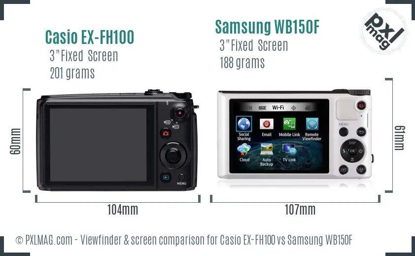 Casio EX-FH100 vs Samsung WB150F Screen and Viewfinder comparison