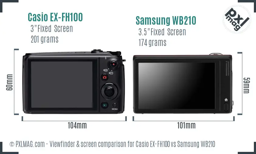 Casio EX-FH100 vs Samsung WB210 Screen and Viewfinder comparison