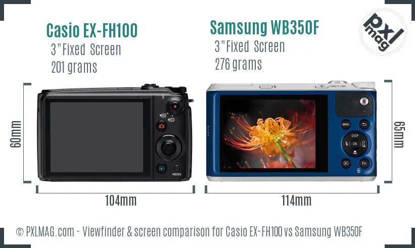Casio EX-FH100 vs Samsung WB350F Screen and Viewfinder comparison