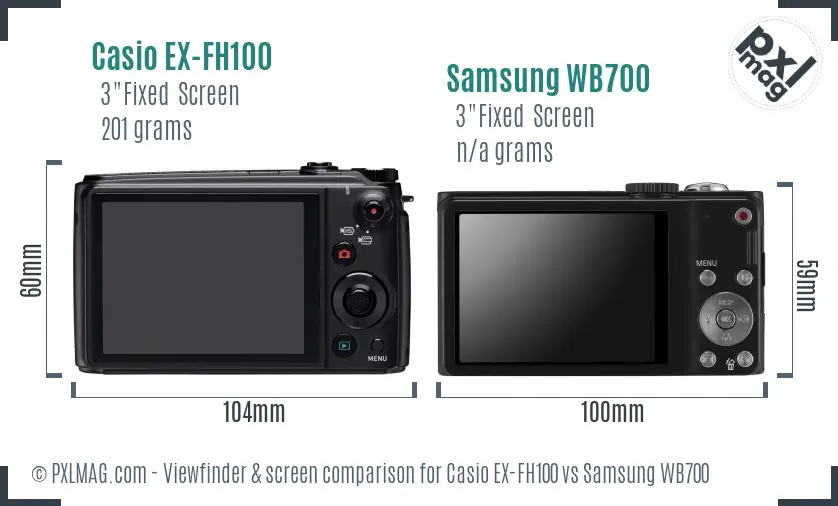 Casio EX-FH100 vs Samsung WB700 Screen and Viewfinder comparison