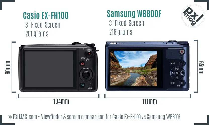 Casio EX-FH100 vs Samsung WB800F Screen and Viewfinder comparison