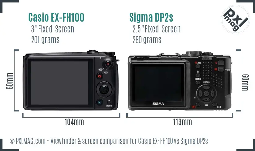 Casio EX-FH100 vs Sigma DP2s Screen and Viewfinder comparison