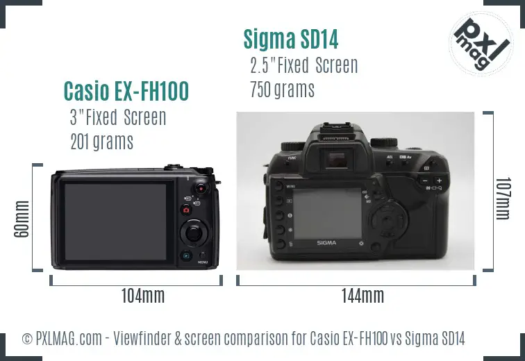 Casio EX-FH100 vs Sigma SD14 Screen and Viewfinder comparison