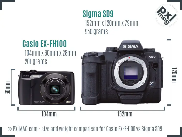 Casio EX-FH100 vs Sigma SD9 size comparison